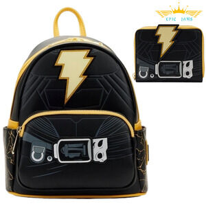 Loungefly DC Black Adam Light Up Cosplay Mini Backpack and Zip Around Wallet New